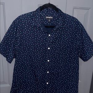 Express Men's Dark Blue Shirt with Red and White Stars